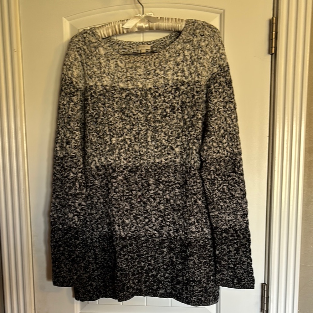 Talbots Gray Long Sleeve Crew Neck Sweater Dress